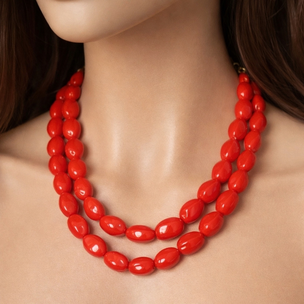 Xhilaration Gold Red Beaded 36-in Long Necklace - Women's Fashion Jewelry